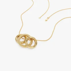 14k Three Ring Eternity Circle Necklace