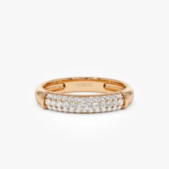 14K Three Row Diamond Pave Band