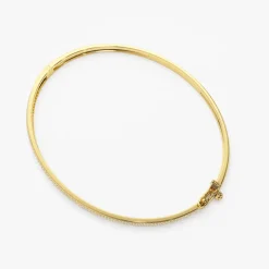 14k Three Row Pave Diamond Bangle Bracelet