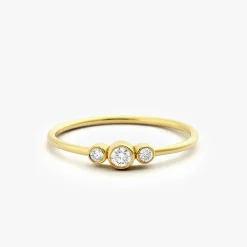 14K Three Stone Diamond Ring