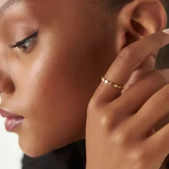 14K Tiny Round Stackable Ring For Women