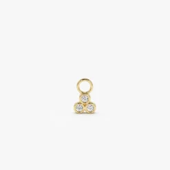 14k Tri Bezel Hoop Charm