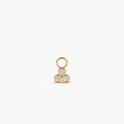 14k Tri Bezel Hoop Charm