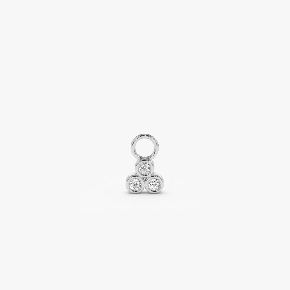 14k Tri Bezel Hoop Charm