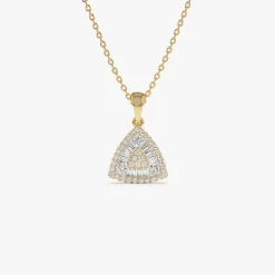 14K Triangle Baguette Diamond Cluster Necklace