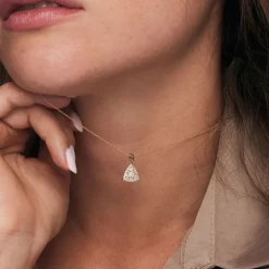 14K Triangle Baguette Diamond Cluster Necklace