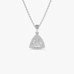 14K Triangle Baguette Diamond Cluster Necklace