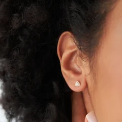 14k Triangle Halo Setting Diamond Studs