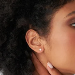 14k Triangle Halo Setting Diamond Studs
