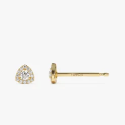 14k Triangle Halo Setting Diamond Studs