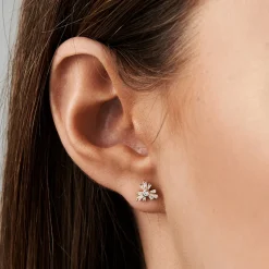 14k Triangle Shaped Tapered Baguette Diamond Stud