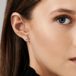 14k Triangle Shaped Tapered Baguette Diamond Stud