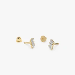 14k Trio Baguette Diamond Helix Piercing