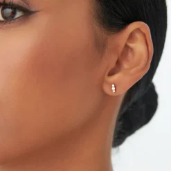 14k Triple Diamond Stud Earrings