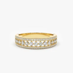 14k Triple Row Diamond Wedding Ring