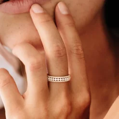 14k Triple Row Diamond Wedding Ring