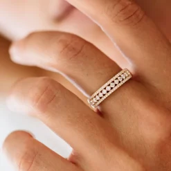 14k Triple Row Diamond Wedding Ring