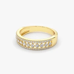 14k Triple Row Diamond Wedding Ring