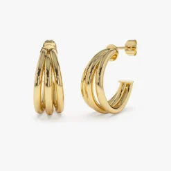 14k Triple Row Hoop Earrings