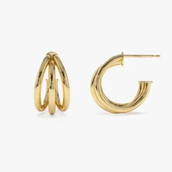 14k Triple Row Hoop Earrings