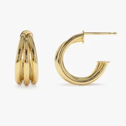14k Triple Row Hoop Earrings