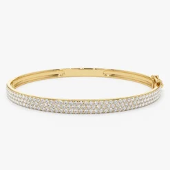 14k Triple Row Statement Diamond Bangle 1.80 Ctw