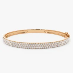 14k Triple Row Statement Diamond Bangle 1.80 Ctw