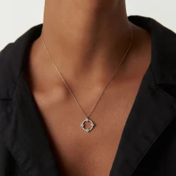 14k Turquoise and Diamond Clover Pendant Necklace