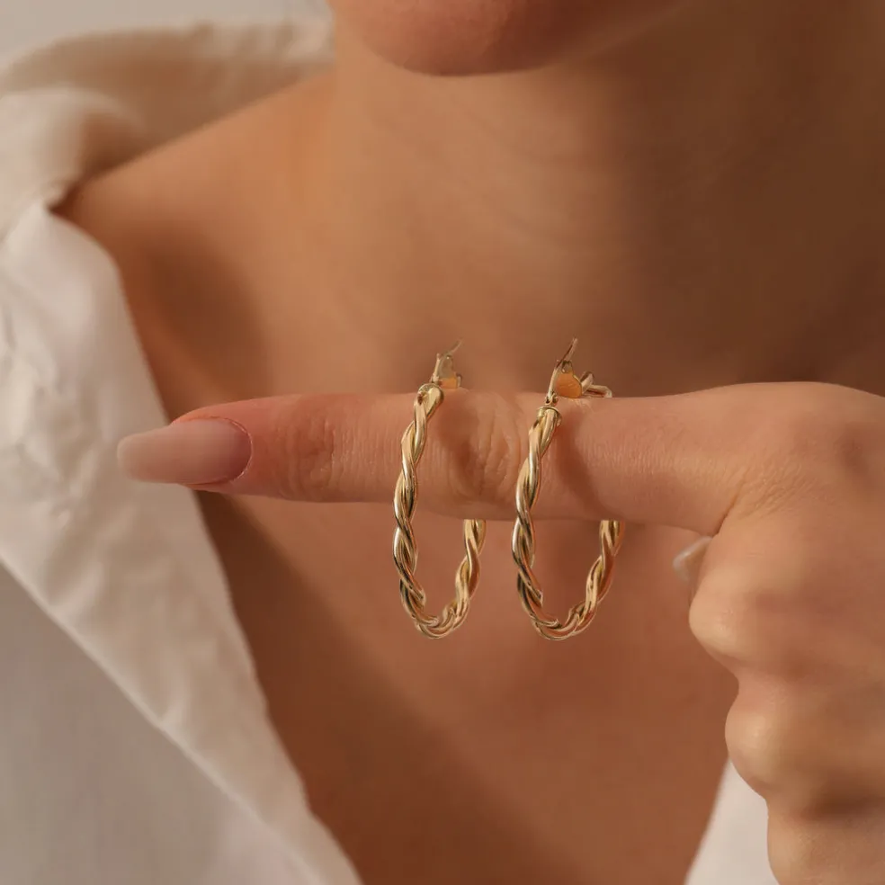14k Twist Earrings 40MM