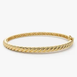 14K Twist Rope Dainty Cable Bangle