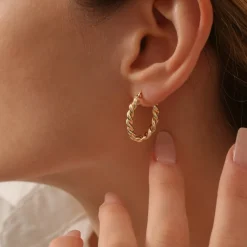 14k Twist Rope Earrings 20MM