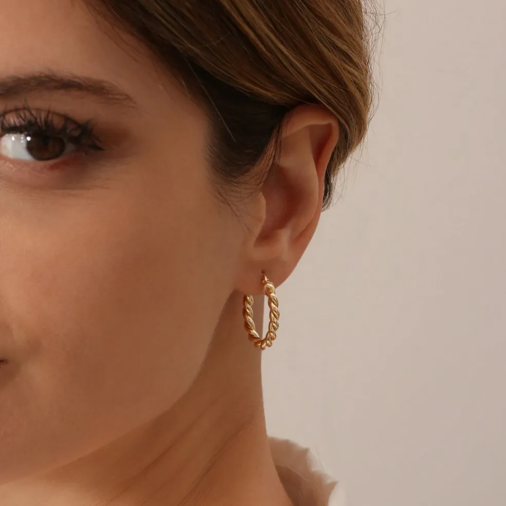 14k Twist Rope Earrings 20MM
