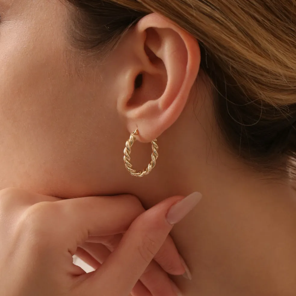 14k Twist Rope Earrings 20MM