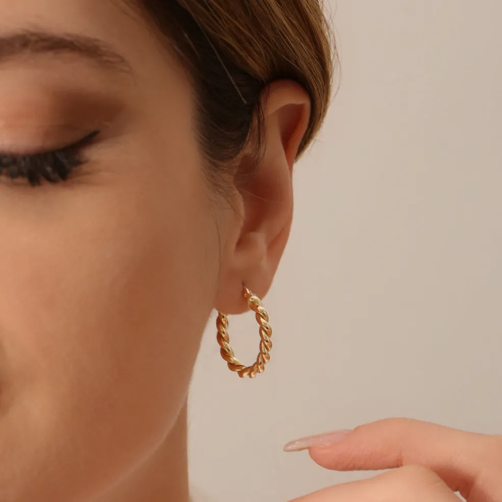 14k Twist Rope Earrings 20MM