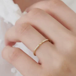14k Twisted Rope 3/4 Eternity Diamond Ring
