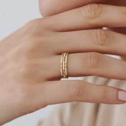 14k Twisted Rope 3/4 Eternity Diamond Ring