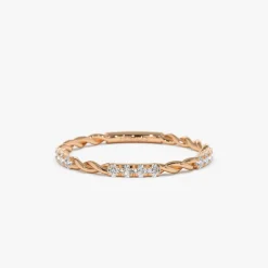 14k Twisted Rope 3/4 Eternity Diamond Ring