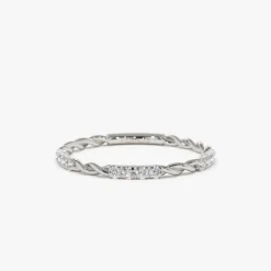 14k Twisted Rope 3/4 Eternity Diamond Ring
