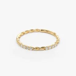 14k Twisted Rope 3/4 Eternity Diamond Ring
