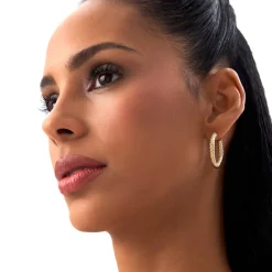 14k Twisted Rope Squared off Hoop Earrings