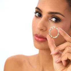 14k Twisted Textured Chunky Hoop Earrings