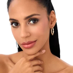 14k Twisted Textured Chunky Hoop Earrings