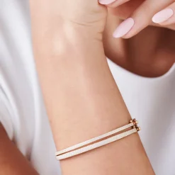 14k Two Row Pave Diamond Bangle Bracelet