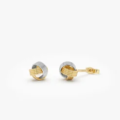 14k Two-Tone Gold Knot Earrings