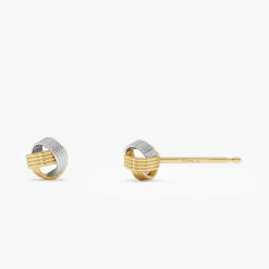 14k Two-Tone Gold Knot Earrings