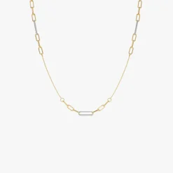 14k Two-Tone Link Layering Paperclip Necklace