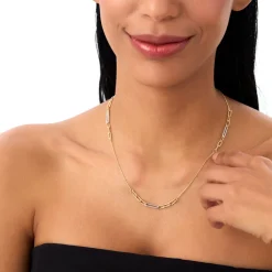 14k Two-Tone Link Layering Paperclip Necklace