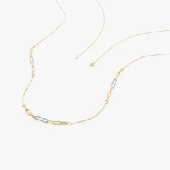 14k Two-Tone Link Layering Paperclip Necklace