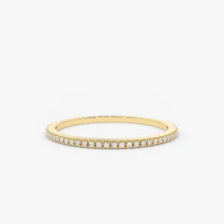 14K Ultra Thin 1MM Micro Pave Diamond Eternity Wedding Band