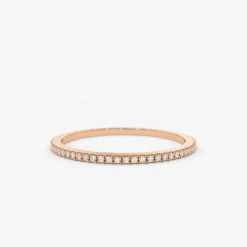 14K Ultra Thin 1MM Micro Pave Diamond Eternity Wedding Band